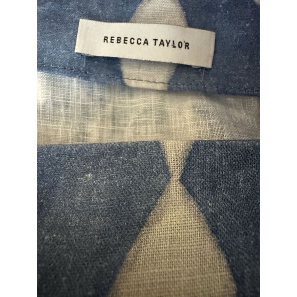 Rebecca Taylor 100% Linen Chambray Wrap Dress Midi Designer - Picture 4 of 5